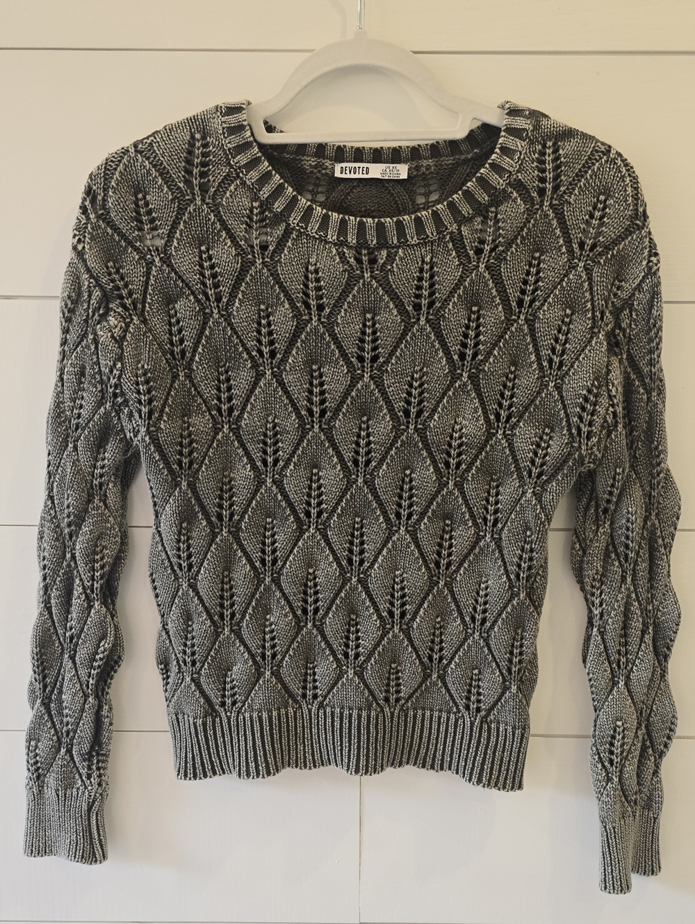 Two-Tone Green Cable Knit Sweater - Women's